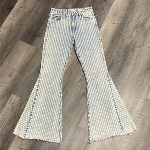 KanCan Striped Hugh Rise Flare Jeans denim pants bottoms